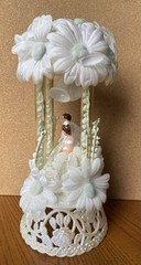 Vintage Wedding Cake Topper Daisies Lily Of The Valley White Pale Blue MCM 11″