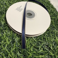 1/4″ Navy Blue Ribbon Metallic gold trim 25Yards 100% Polyester