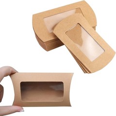 Clear Window Treat Boxes – 40 Pack Kraft Pillow Boxes for Every Occasion