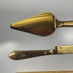 EISINLY Gold Stainless Steel Cake Knife & Server Set, Two-Piece, Glossy Finish