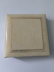 SM Vintage Photo Album – Cream w/Gold Trim – Antique Slip In Photo Wedding Book