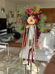 36”L Wedding Bouquet Large Cascade Real Feel Faux Flower Orchid Paradise Red