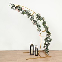 7 ft GOLD Half Crescent Moon Floral Display Frame Arch BACKDROP STAND Party