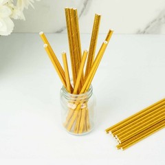 Gold 50 Metallic 8″ Disposable Food Grade Drinking Paper Straws Party Events