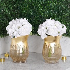 8 inches Gold Crackle Glass Candle Holders Vases Party Wedding Home Centerpieces