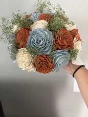 Sola Wood Flower Bouquet Cream Dusty Blue Terracotta