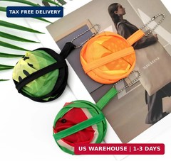 Quacc 3 PCS Round Foldable Hand Fans, Fruit Style Handheld Folding Fan Portable