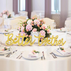11.8″ Better Together Wedding Table Sign, Gold Elegant Wood Letters for Sweethea