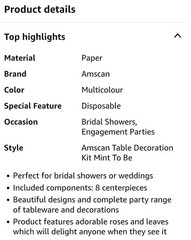 «Mint to Be» From Miss To Mrs Floral Bridal Shower Table Decor 3 Packs Lot NWT