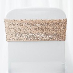 10 Blush Spandex Sequined CHAIR SASHES Ties Wraps Wedding Party Decorations