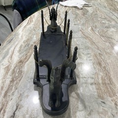 Gothic Gargoyle Egyptian Styled Decanter Centerpiece Stand 25.75” Cast Iron