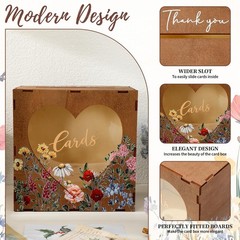 Spring Brown Wedding Card Box for Reception with Heart Acrylic Window Summer Vi