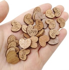 Honbay 300PCS Tiny Wooden Love Hearts Confetti Rustic Heart Wedding Brown