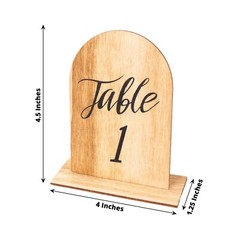 NATURAL 20 Rustic 4.5″ Wooden Arch TABLE NUMBERS 1-20 Set Removable Base Party