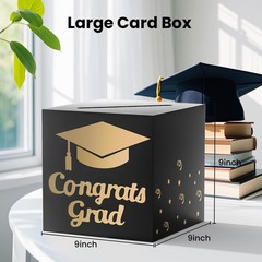 Graduation Card Box 9 Inch Congrats Grad Foldable Money Box Black 2025