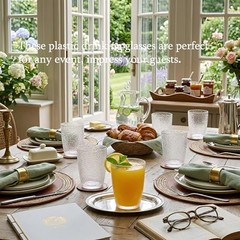 Clear Acrylic Drinking Glasses Set of 6, Plastic Cups Reusable, Unbreakable