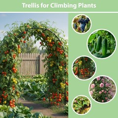 RUBFAC 94″ Metal Garden Arch Trellis for Climbing Plants Outdoor, green