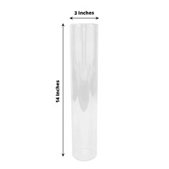 2 Clear 14 in Open End Cylinder Glass Hurricane CANDLE SHADES Party Supplies