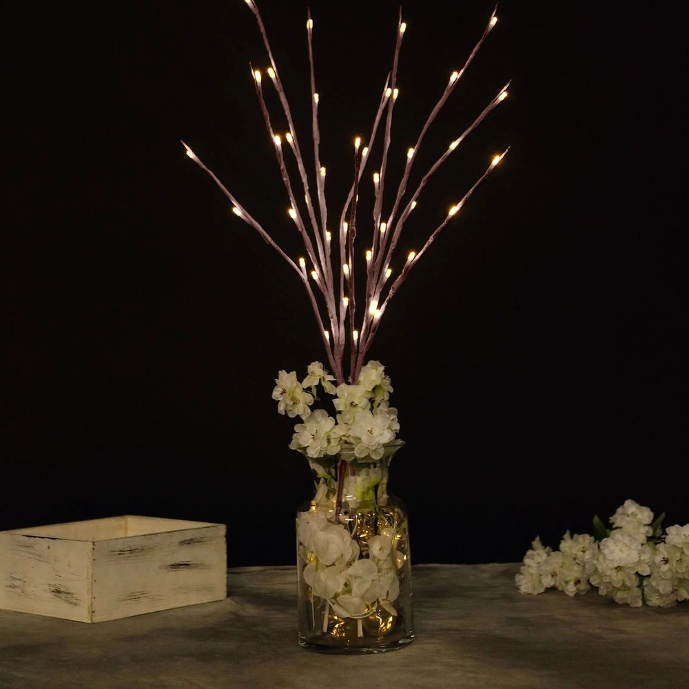 Brown 3 Warm White 31 in LED TREES Lighted Artificial Branches Party Decorations