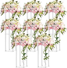 4 Pieces Tall Acrylic Vase Wedding Centerpieces Clear Flower Stand Column