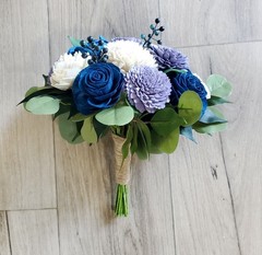 Lavender & Navy Bridal Bouquet Sola Wood Purple Blue Wedding Flowers Bridesmaid