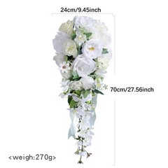 Wedding Bouquet for Bride Cascading Bridal Bouquet 27 inch Waterfall Shape