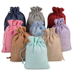 25-100 Pcs Wedding Burlap Bags Linen Jewelry Pouches Jute Hessian Gift Bag Favor