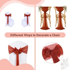 MDS® Pack of 10 Chiffon Chair Sashes Bows Wedding Events Supplies Decorations