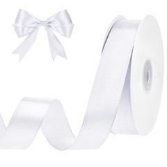 woric White Ribbon 1 Inch 50 Yards Bow Wedding Satin 1 Inch,