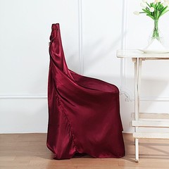 6 Burgundy SATIN UNIVERSAL CHAIR COVER for Wedding Banquet Reception Decorations