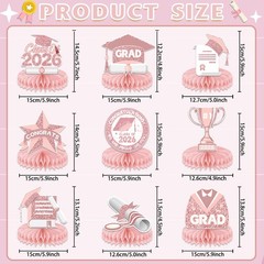 2026 Pink Graduation Decorations Honeycomb Centerpiece for Rose Gold