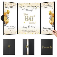 80th Birthday Signature Board Black Gold Guest Book 18×12 Decor