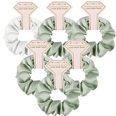 Satin Bridesmaid Scrunchies Bachelorette Hair Ties Set of 6 White&Sage Green