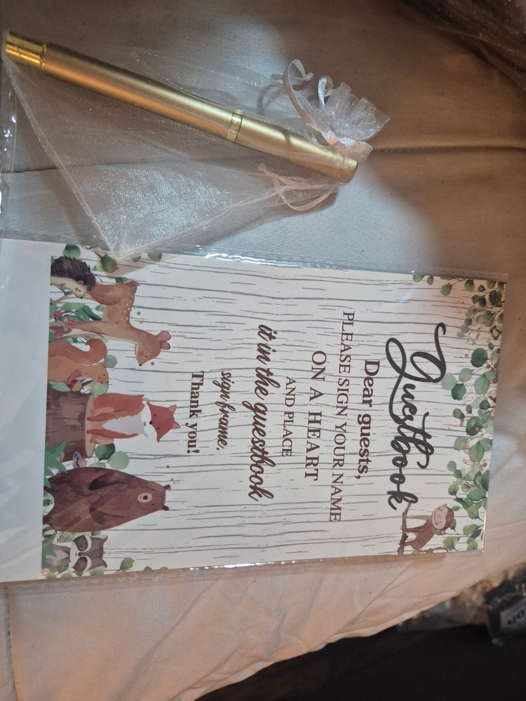65 Pcs Woodland Baby Shower Guest Book