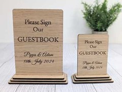 Personalised ‘Please Sign Our Guestbook’ Wooden Sign – Eco-Friendly