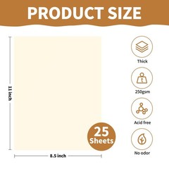 25Sheets Cream Paper, 8.5 x 11 Thick Card stock for Certificates, Invitations…