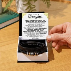 Braided Vegan Leather Bracelet & Sentimental Message Card Gift Set for Design 8