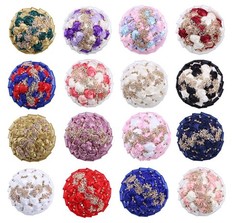New Bridal Bouquet Exquisite Rhinestone Silk Rose and Pearl Handmade