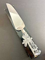 Godinger Versailles 12” Crystal Handled Cake Server Stainless Steel With Box
