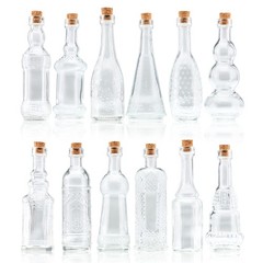 BULK PARADISE Small Mini Clear Vintage Glass Bottles with X-Small,