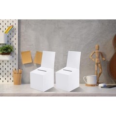 3 Pcs Raffle Boxes Ballot Box for Fundraising, 6 x 6 x 6 6×6×6inch White 3 PCS
