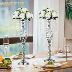 2 Pcs Silver Wedding Centerpieces Flower Stand, 21.7In/55Cm Height Wedding Road