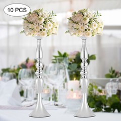 10 Pcs Silver Iron Wedding Centerpiece Vases 50cm (19.7in) Tall