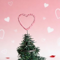 Pink Ribbon Heart Shaped Decoration for Valentine Tree Tabletop Party Use