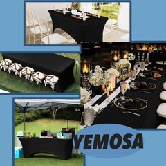 Black Spandex Table Covers for 6 Foot Tables – 6 FT Universal Rectangular Fit…