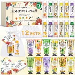 12 Pack Bulk Hand Cream and Lip Balm Set, Gifts for 1 Fl Oz (Pack of 12)