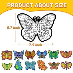 24 Pc Velvet Butterfly Coloring Cards Fuzzy Art Kit Kids Adult Craft Mothers Day