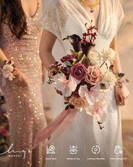 Ling’s moment Dusty Rose Wedding Bouquets for Bride, Pink Bridal Bouquets for…