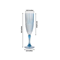 6 DUSTY BLUE 8 oz Crystal Plastic Champagne Flute GLASSES Party Events
