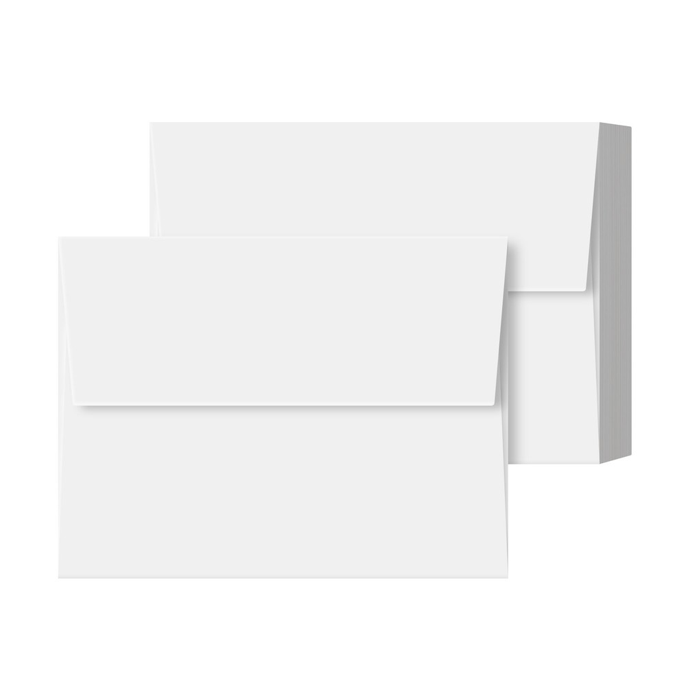 A7 Bright White Invitation Envelopes, 5 1/4 x 7 1/4, 28lb Bond/70lb Text, 100 Pk